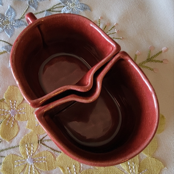 Vintage Burgundy 1930's CamArk Pottery Nesting Creamer Suger Set - Picture 2 of 11